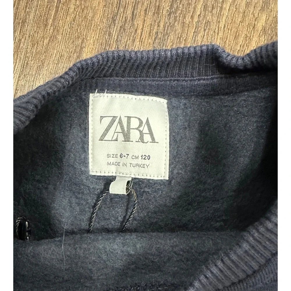 Zara Kids Layered Cropped Sweatshirt Navy Blue &‎ White Size 6-7 / 120
